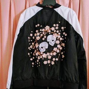 Floral Skull Bomber Jacket